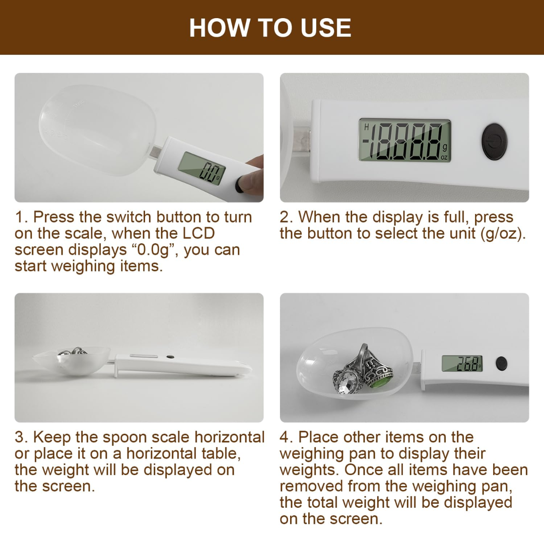 Cuchara medidora digital con pantalla LCD (0,5-300 gramos)